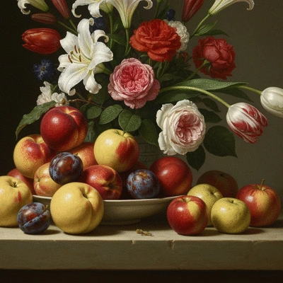 Close-up of a famous stolen Rembrandt painting